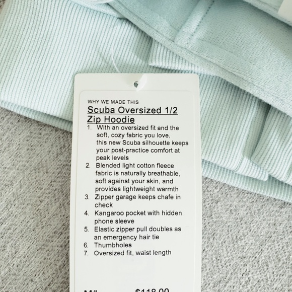 NWT Lululemon Scuba Oversized Half-Zip 1/2 Zip Hoodie Sweatshirt - Delicate Mint - Picture 6 of 7